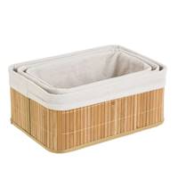 Lantis lot de 3 paniers bambou naturel et tissu