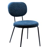 Cosy chaise en velours côtelé bleu paon et pieds métal noir