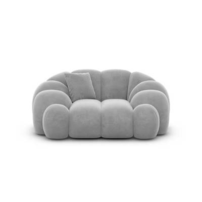 Dolban fauteuil en velours gris clair effet nuage