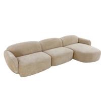 Jules canapé d'angle droit en tissu peluche beige