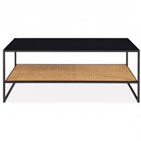 Coralie table basse double plateau noir et cannage