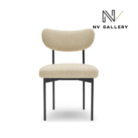 Lama chaise en tissu beige sable et métal noir