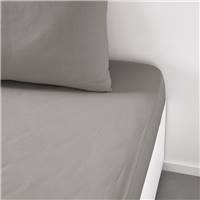 Essential drap housse 140x190 23cm coton gris dune