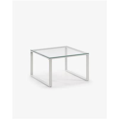 Basagle table basse en verre et acier blanc