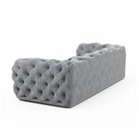 Layor canapé 4 places en velours capitonné gris clair