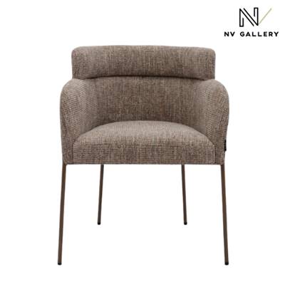 Baita chaise en tissu tweed taupe new york pieds métal noir