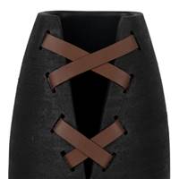Jarron vase en céramique noir et lanière marron
