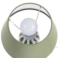 Samine lampe à poser en céramique vert rayé blanc abat-jour tissu H30cm