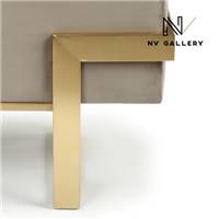 Sunny banc en velours taupe et métal doré