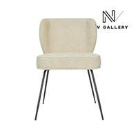 Valo chaise en tissu tweed sable et métal noir