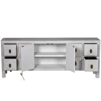 Oriental meuble TV bois blanc décapé 8 tiroirs 2 portes L130cm
