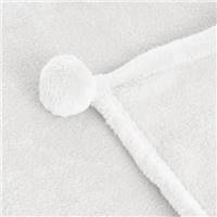 Candy plaid en flanelle blanc avec pompons 130x160