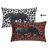 Fauve coussin en velours léopard 50x30 blanc
