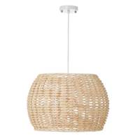 Buri suspension arrondie métal et osier naturel tressé H24