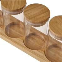 Imbala lot de 4 pots de conservation en bambou et verre