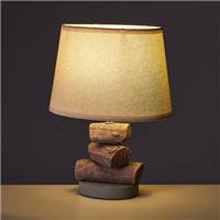 Kaya lampe ciment effet bois et abat-jour lin
