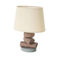 Kaya lampe ciment effet bois et abat-jour lin