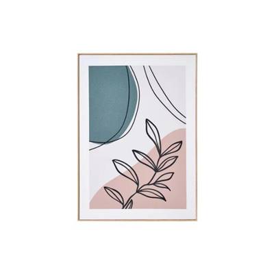 Cotton Tableau imprimé motifs feuille bleu 51x71cm