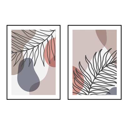 Cotton lot de 2 tableaux feuilles colorées 51x71