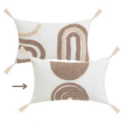 Arches coussin en polycoton motifs beige 50x30cm