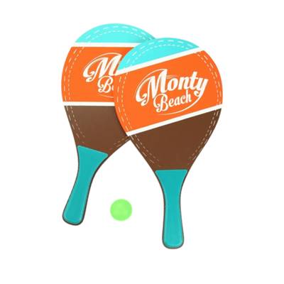 Monty set de 2 raquettes oranges en bois et balle