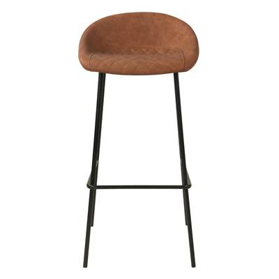 Olivia chaise de bar assise simili cuir camel pieds métal H75