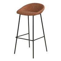 Olivia chaise de bar assise simili cuir camel pieds métal H75