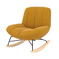 Mouty rocking chair effet velours jaune moutarde