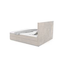 Paollo lit boxspring 160x200 avec rangement en velours beige foncé et surmatelas