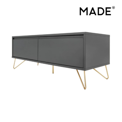 Elona meuble TV gris charbon et laiton