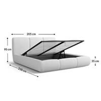 Ramnat lit boxspring 180x200 en tissu texturé blanc