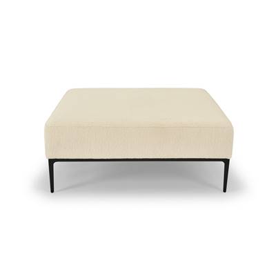 Carlo pouf modulable bouclé blanc et métal noir