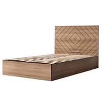 Havana lit-coffre 140x190 chêne et détails noirs