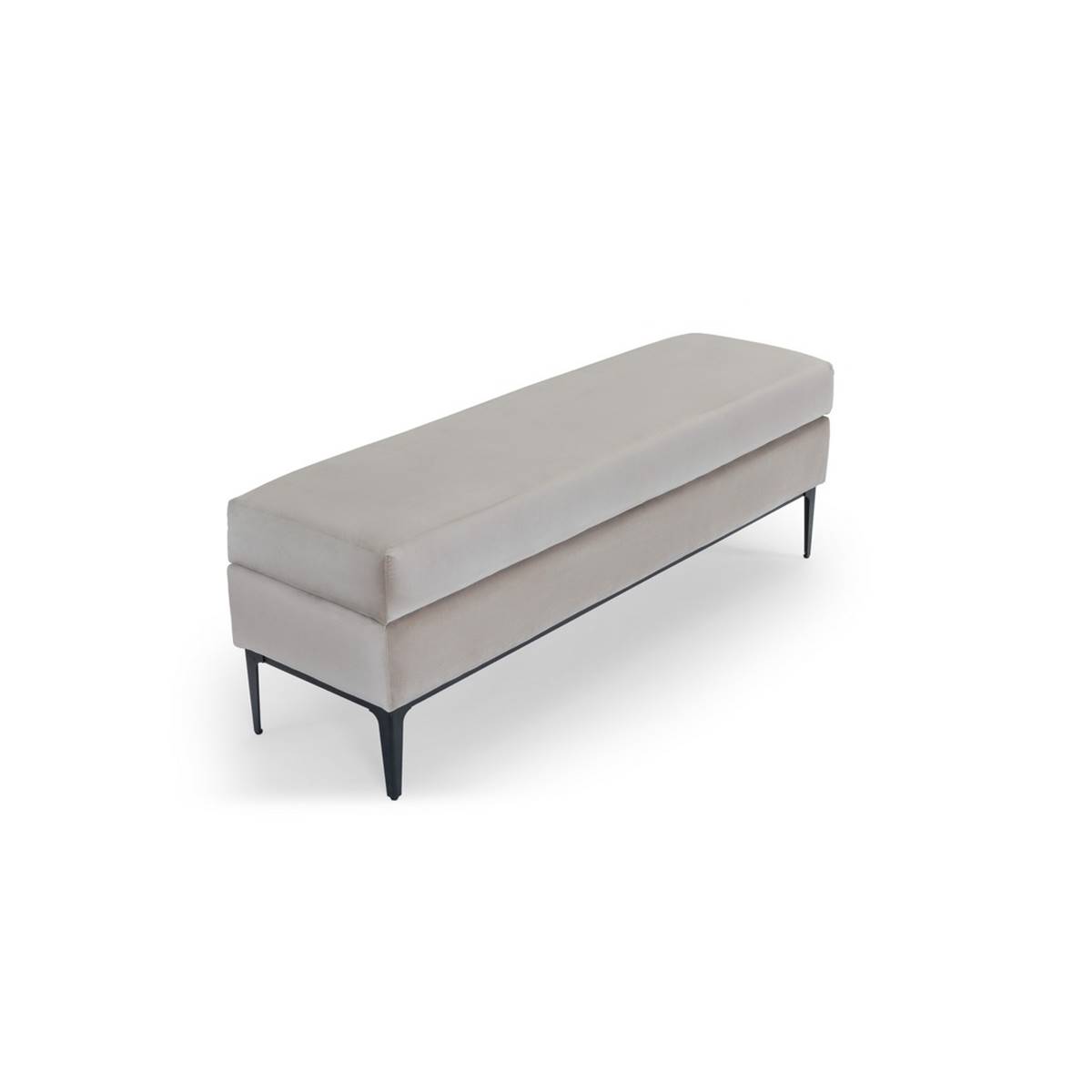 Borry banc coffre velours beige cachemire et métal noir