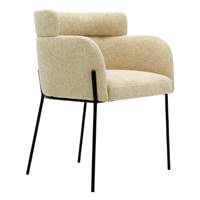 Baita chaise en tissu tweed beige pieds métal noir