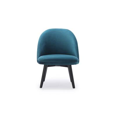 Bill chaise velours bleu pétrole et bois noir