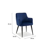 Dakota fauteuil en velours et en métal couleur bleu nuit