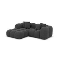 Cotton petit canapé d'angle gauche en tissu texturé gris anthracite