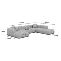 Cotton canapé panoramique d'angle gauche en tissu texturé gris anthracite