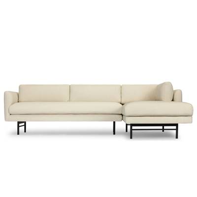 Harry canapé d'angle droit en tissu blanc écru et métal noir