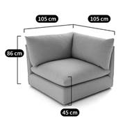 Friendly canapé modulable avec pouf en tissu texturé écru