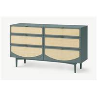 Emmi grande commode bleu ocan et rotin