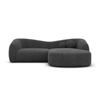 Rico canapé d'angle droit en tissu texturé gris anthracite