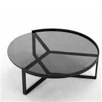 Aula table basse noire et verre transparent fumé