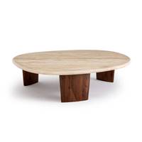 Suzelle table basse en bois et travertin