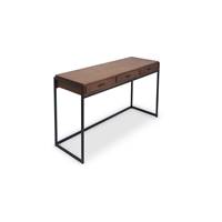 Akali console en bois foncé et pieds en métal noir