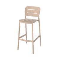 Cassia chaise de bar d'extérieur en plastique beige H75cm