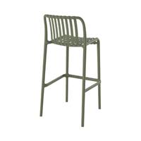 Lumi chaise de bar d'extérieur en plastique vert kaki H76cm