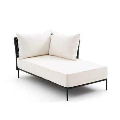 Pouponnot méridienne droite acier noir et coussins blanc