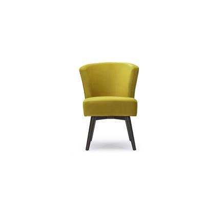 Fanny fauteuil velours jaune et pieds bois noir